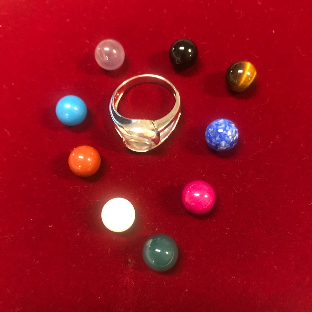 Sterling silver interchangeable marble stone ring - Picture 9 of 11
